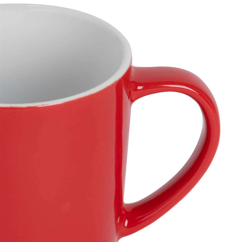 image 1 of Argon Tableware 6x Coloured Coffee Mugs - Red - 350ml - Tea Mug Latte Mug Cappuccino Mug Drinking Mug Red