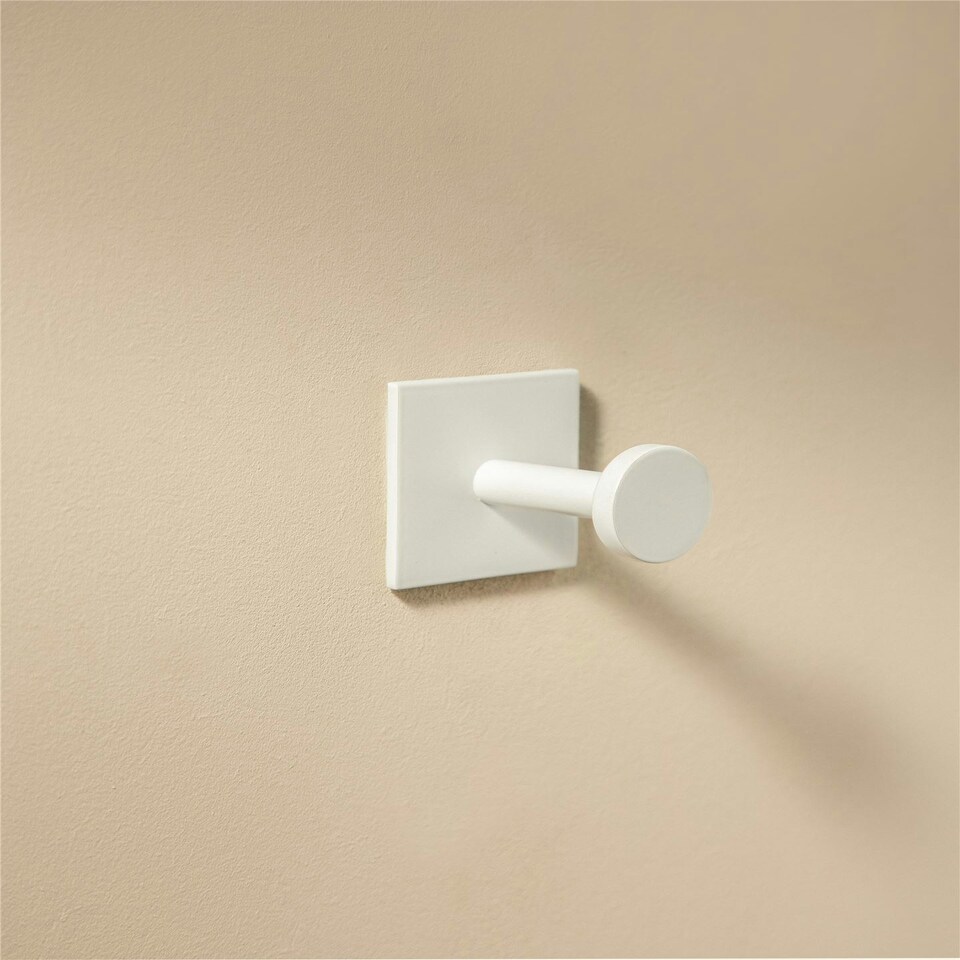 image 1 of Cosmic Wall Hanger with Durable Metal for Bathroom, Matt Finish White