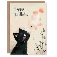 Cute Kitten Cat Goldfish Girl Boy Daughter Son Birthday Card