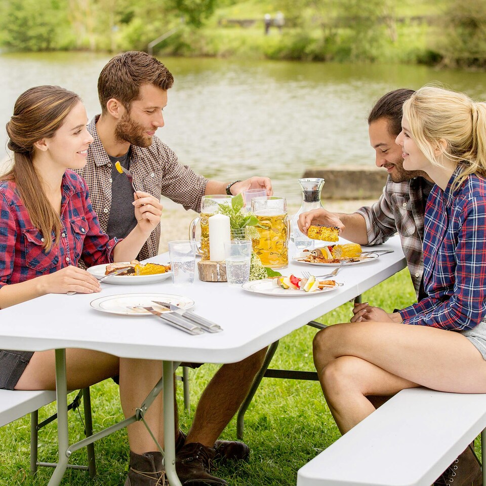 image 1 of Camping Table - foldable with carry handle White