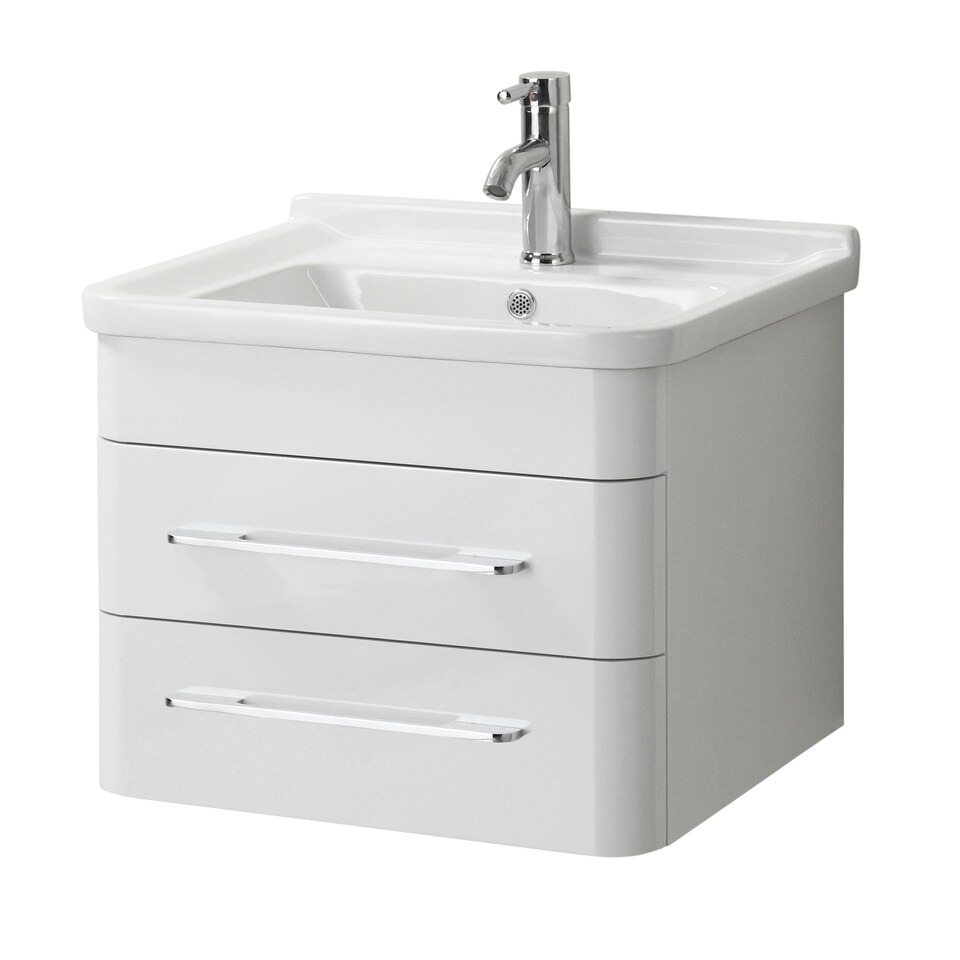 image 1 of Savannah White Hi Gloss Under Basin 2 Drawer Cabinet | White