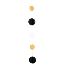 Black White & Gold Circle Fun String Balloon Tail 165cm
