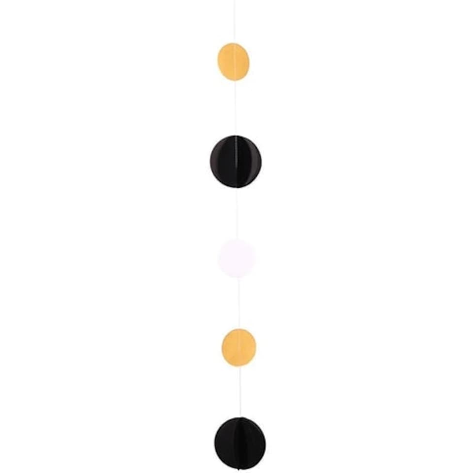 Black White & Gold Circle Fun String Balloon Tail 165cm