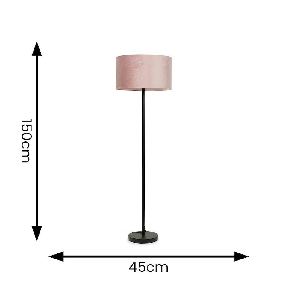 image 1 of ValueLights Charlie Black Floor Lamp Pink Shade & Bulb | Black