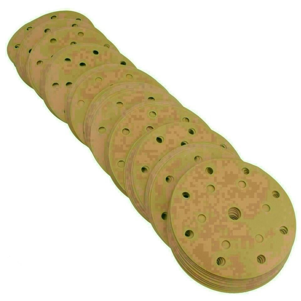 image 1 of 150mm Sanding Discs Aluminium Oxide Abrasive 500 Grit 15 Hole Hook + Loop 200pc