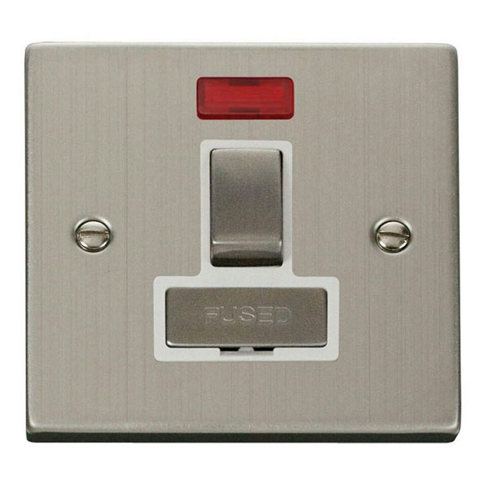 SE HOME Stainless Steel 13A Fused Ingot Connection Unit Switched With Neon White | Stainless Steel