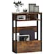 image 1 of HOMCOM Industrial Side Table, Narrow Bedside Table with 2 Storage Shelves and Metal Frame for Living Room, Bedroom, Rustic Brown | Brown