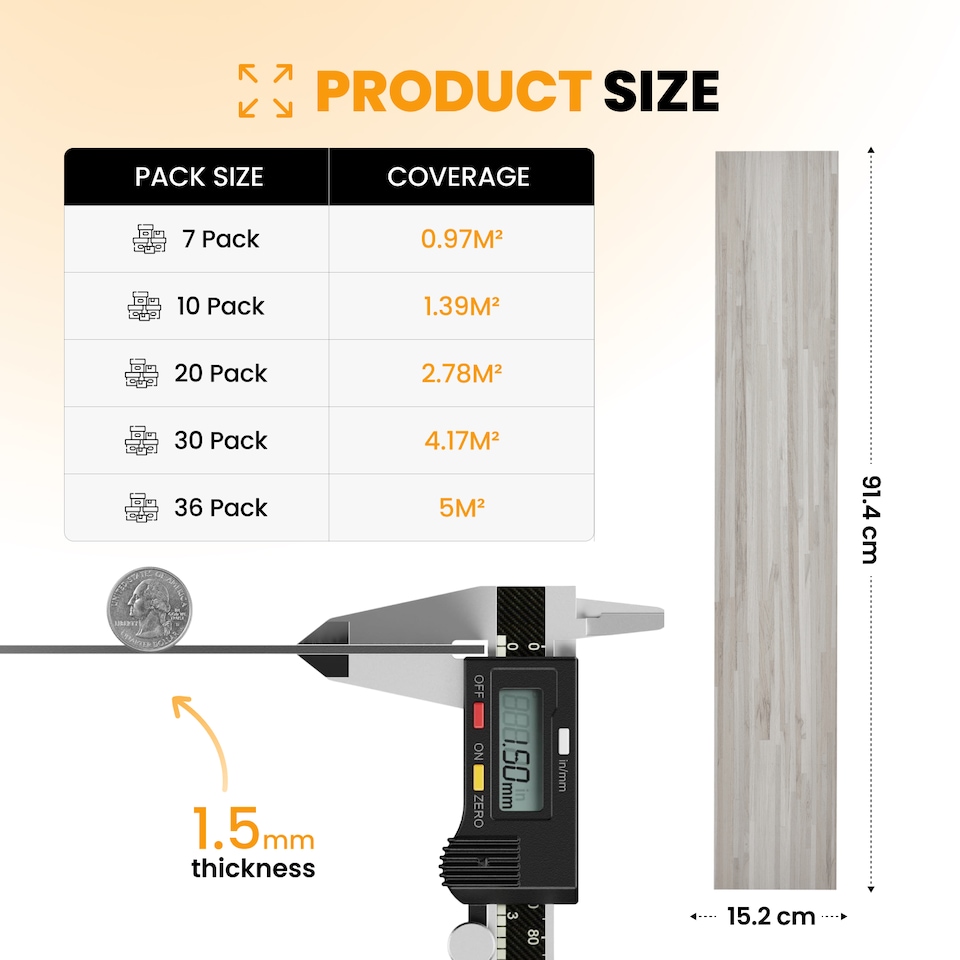 image 1 of Self Adhesive Floor Planks | 36x5.98in (91.4x15.2cm) Each | Peel & Stick Vinyl Flooring | Slatewood Flow Effect | Waterproof Tiles for Home DIY Floors | Brown | 1.39 sqm