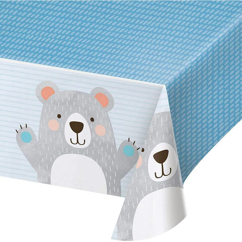 Creative Party Plastic Bear Birthday Party Table Cover - Blue/Grey - One Size