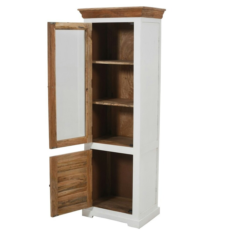 image 1 of Oscar Wood Bookcase/Display Cabinet – 3 Shelves & 1 Door Brown