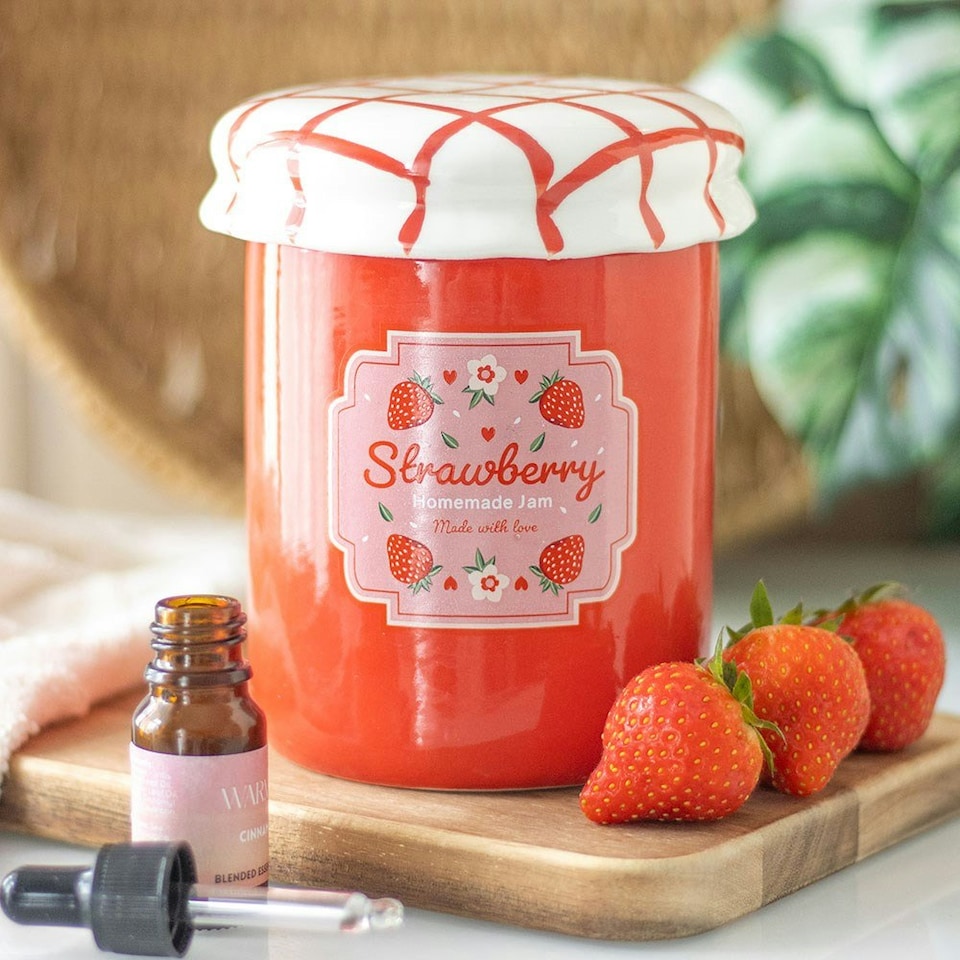 image 1 of Strawberry Jam Jar Oil Burner and Wax Warmer