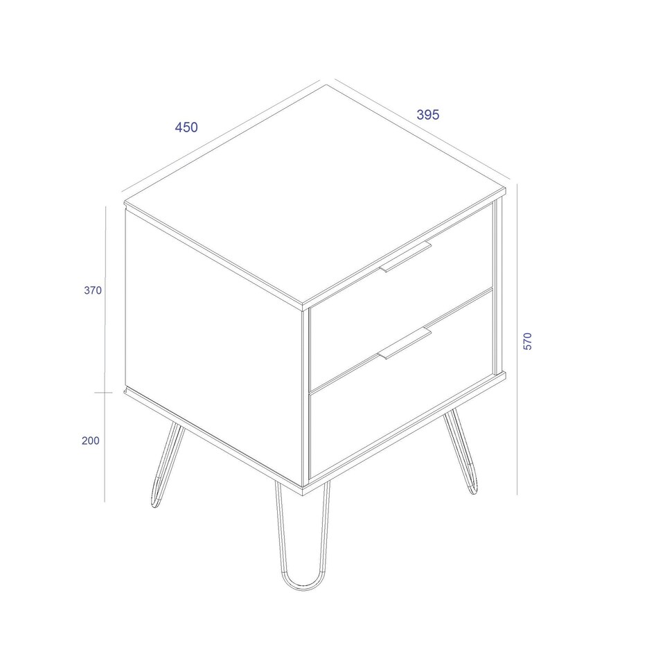 image 1 of Augusta 2 Drawer Bedside Table - Modern Industrial Style Nightstand for Bedrooms | Brown | Antique Waxed Pine | One Size | 1