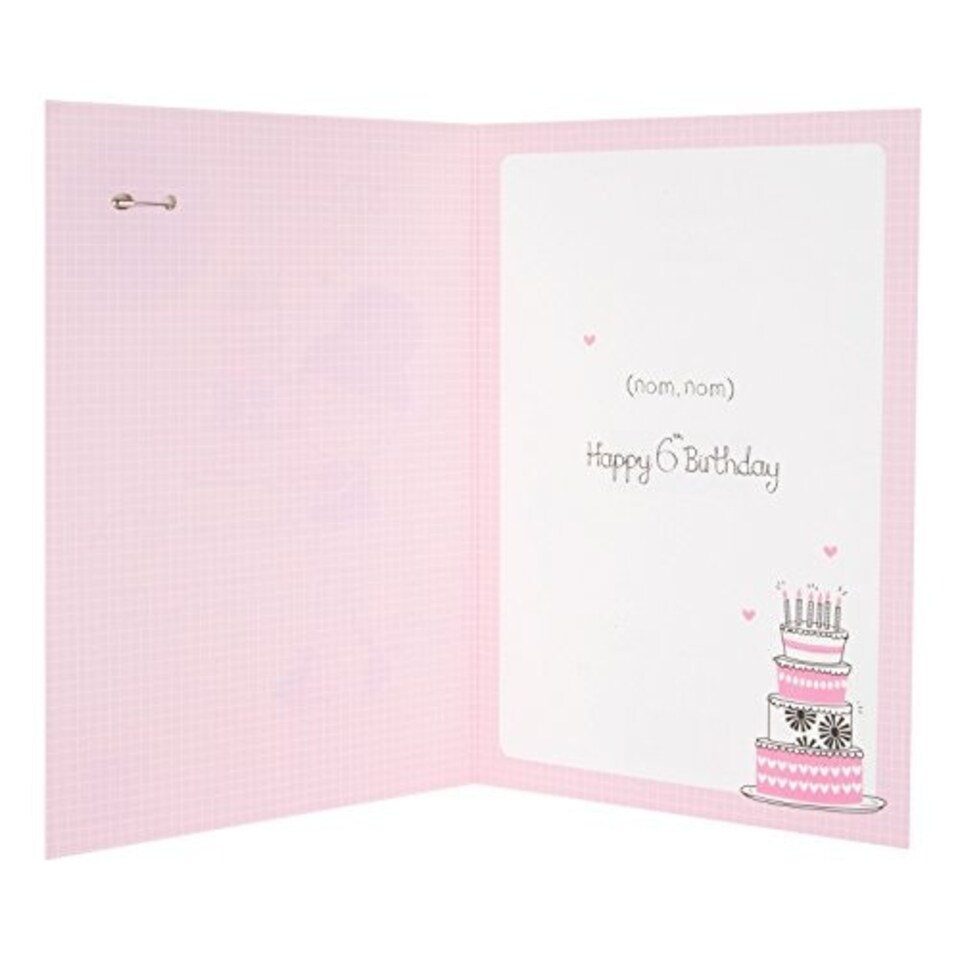 image 1 of Age 6 Girl Birthday Badge Card 'Rhymes With Mix'
