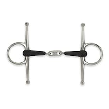 Equirubber Equikind+ Peanut Link Horse Full Cheek Snaffle Bit - Silver/Black - 4.5in