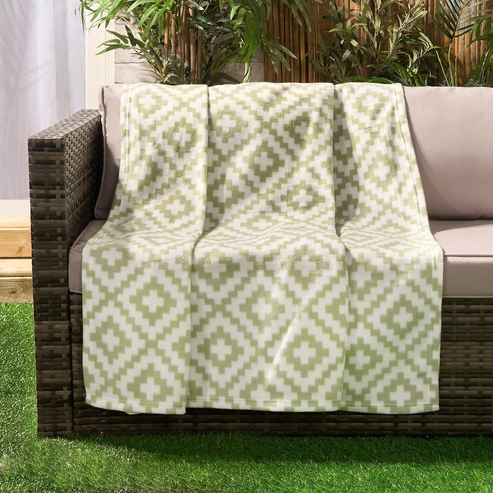 image 1 of OHS Geometic Grid Print Soft Polar Fleece Blanket Throw