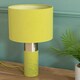 image 2 of ValueLights Alexa Olive Green Velvet and Silver Chrome Bedside Table Lamp with a Drum Lampshade - Bulb Included