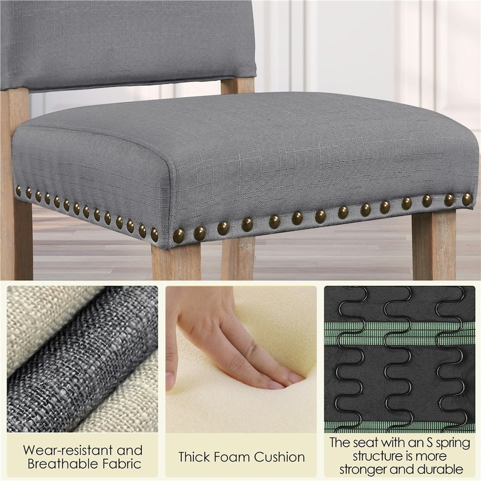 image 1 of Yaheetech Set of 2 Upholstered Kitchen Chairs Dining Room Chairs | Grey | Dark Grey