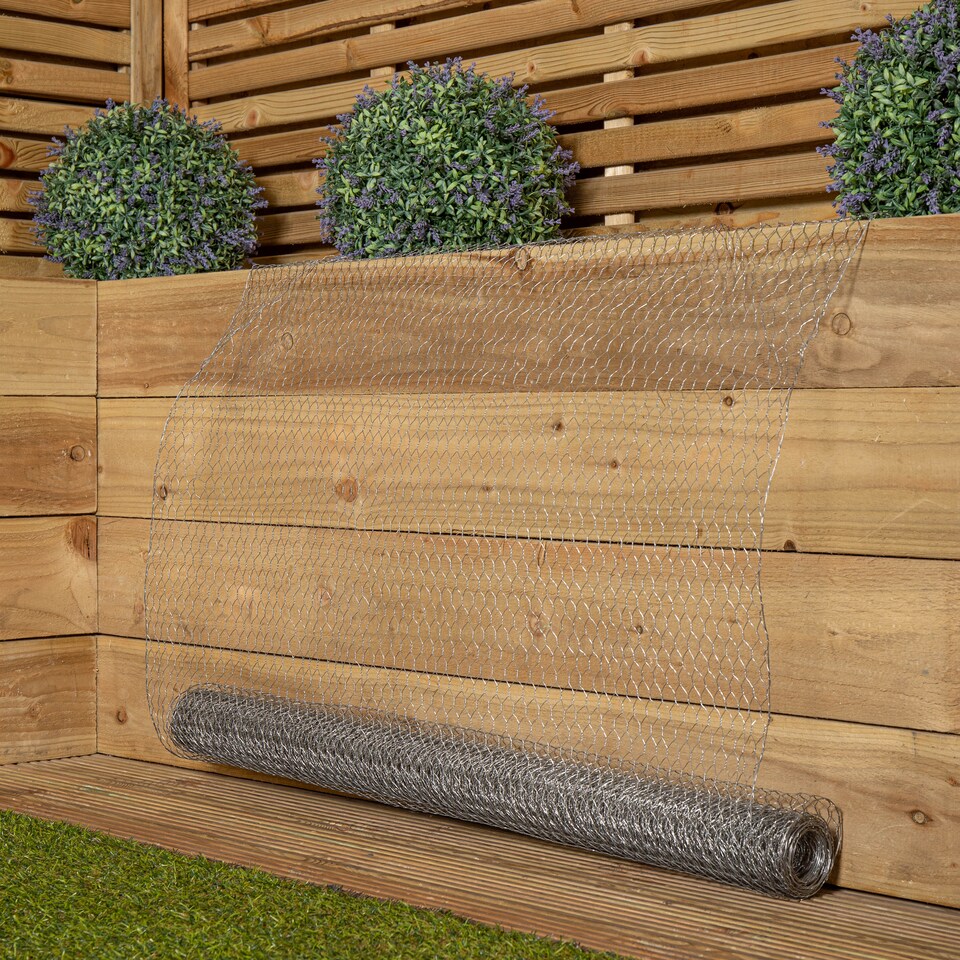 image 1 of 4m x 90cm of 13mm Chicken Wire Mesh Netting for Gardens / Pets / Ponds | Silver | Silver | 1