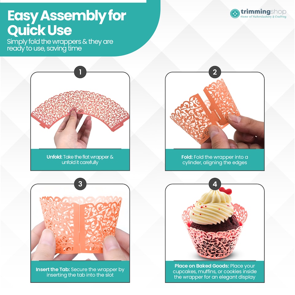 image 1 of Cupcake Wrappers Laser Cut Floral Design Paper Cup Holders - 25pcs