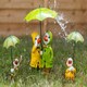 image 5 of Marco Paul 3pc Resin Ducks Family With Umbrellas Garden Ornaments