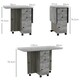 image 7 of HOMCOM Folding Dining Table, Drop Leaf Table With Storage Drawers Grey Marble