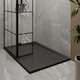 image 3 of 8mm Glass Wetroom Screen, Return Black Framed and Tray 1200 x 800mm | Black | Matt Black