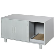 PawHut Cat Litter Box Enclosure & House w/ Nightstand/End Table Design, Grey