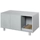 image 1 of PawHut Cat Litter Box Enclosure & House w/ Nightstand/End Table Design, Grey