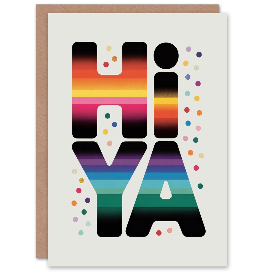 image 1 of Hiya Hi Ya Bold Fun Colourful Typography Thinking Of You Greeting Card