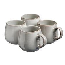 Cooks Professional Set of 4 Nordic Stoneware Mugs 350ml with Reactive Glaze | Grey | 4