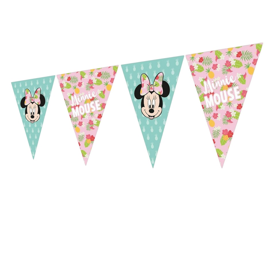 image 1 of Disney Tropical Minnie Mouse Banner - Blue/Pink - One Size