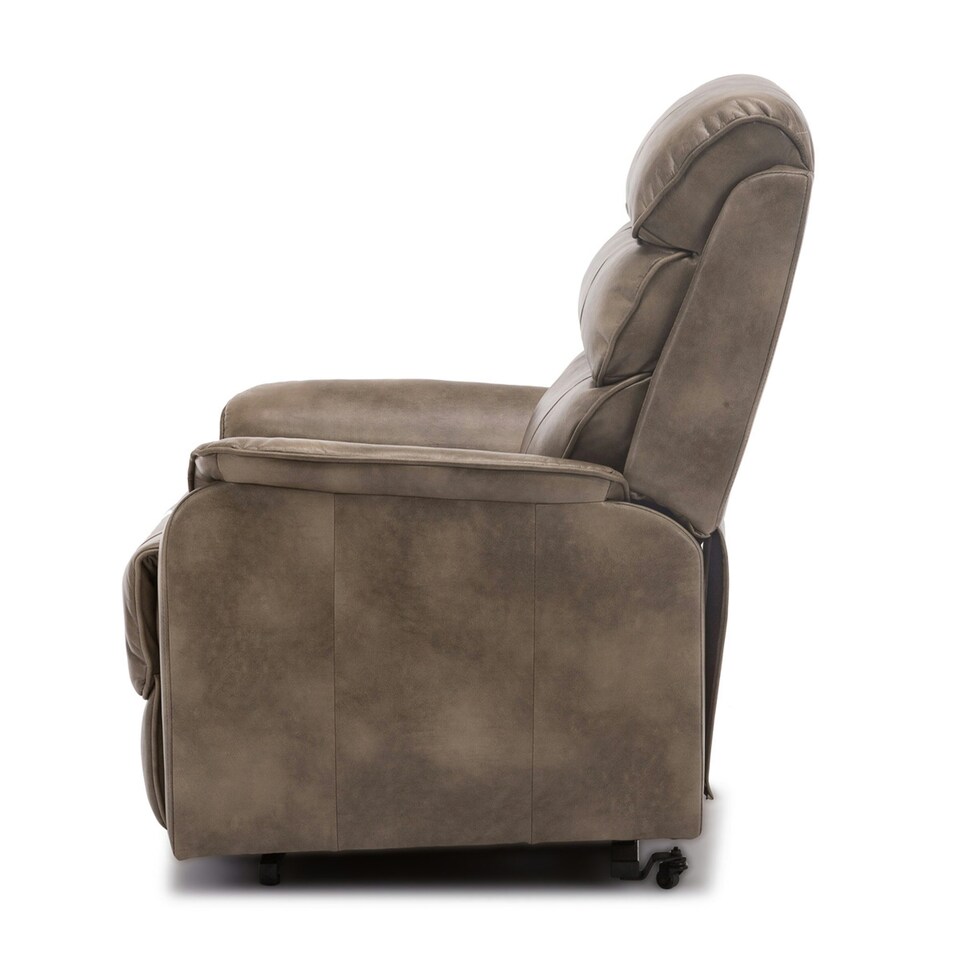 image 1 of Buckingham Single Motor Electric Rise Recliner Bonded Leather Chair (Stone)