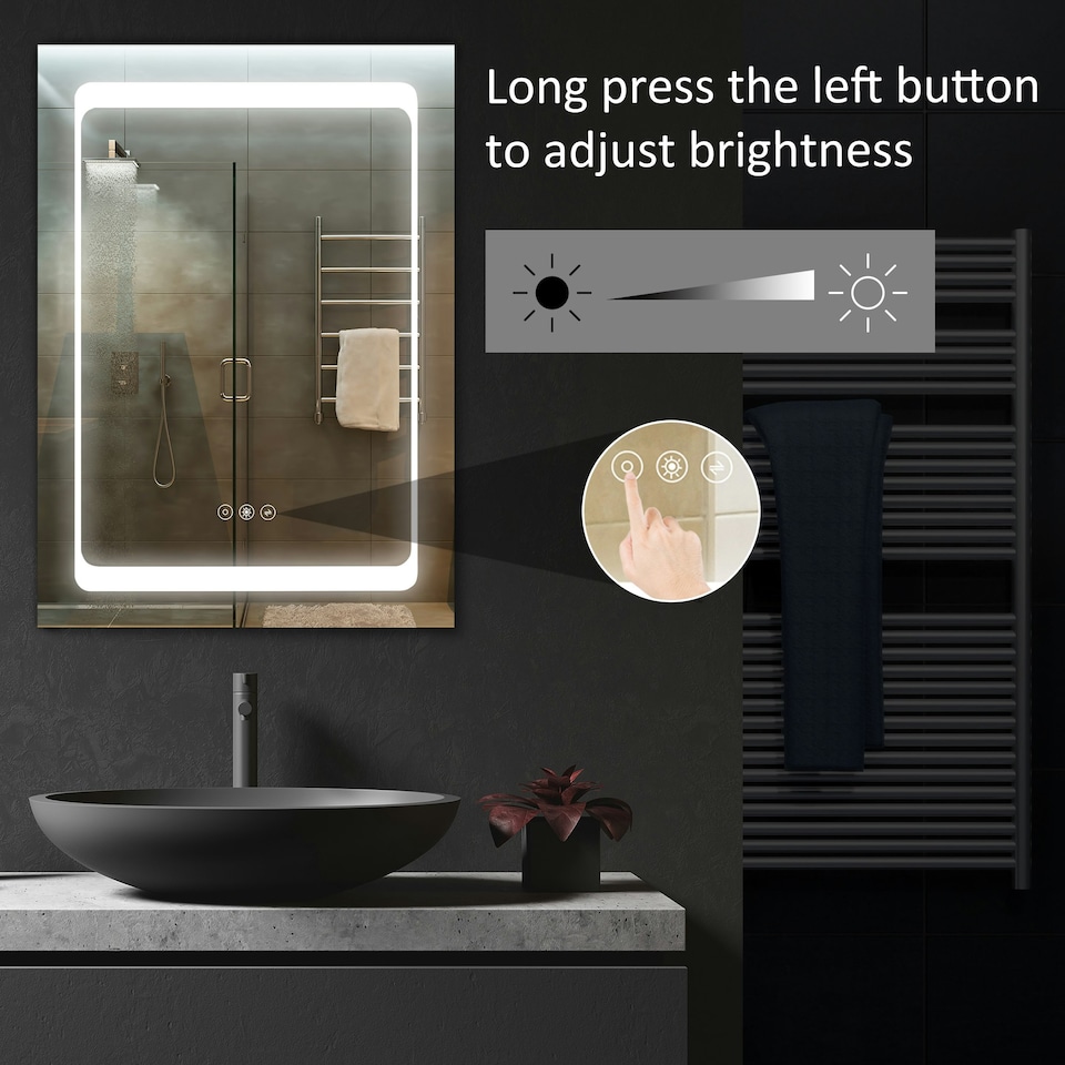 image 1 of kleankin LED Lighted Bathroom Mirror Cabinet W/ LED Lights Shelves Wall-mounted