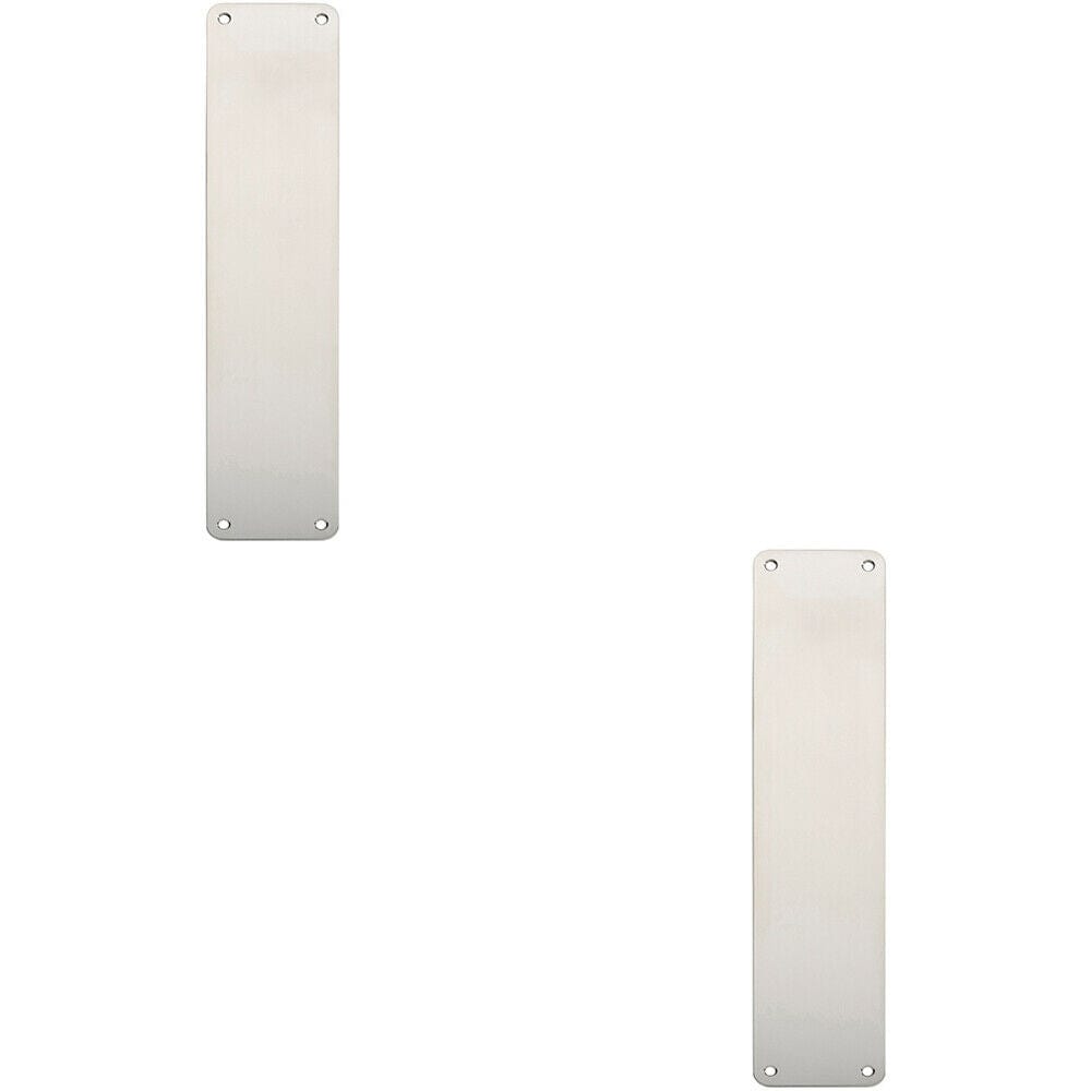 2x Plain Door Finger Plate 350 x 75mm Bright Stainless Steel Push Plate