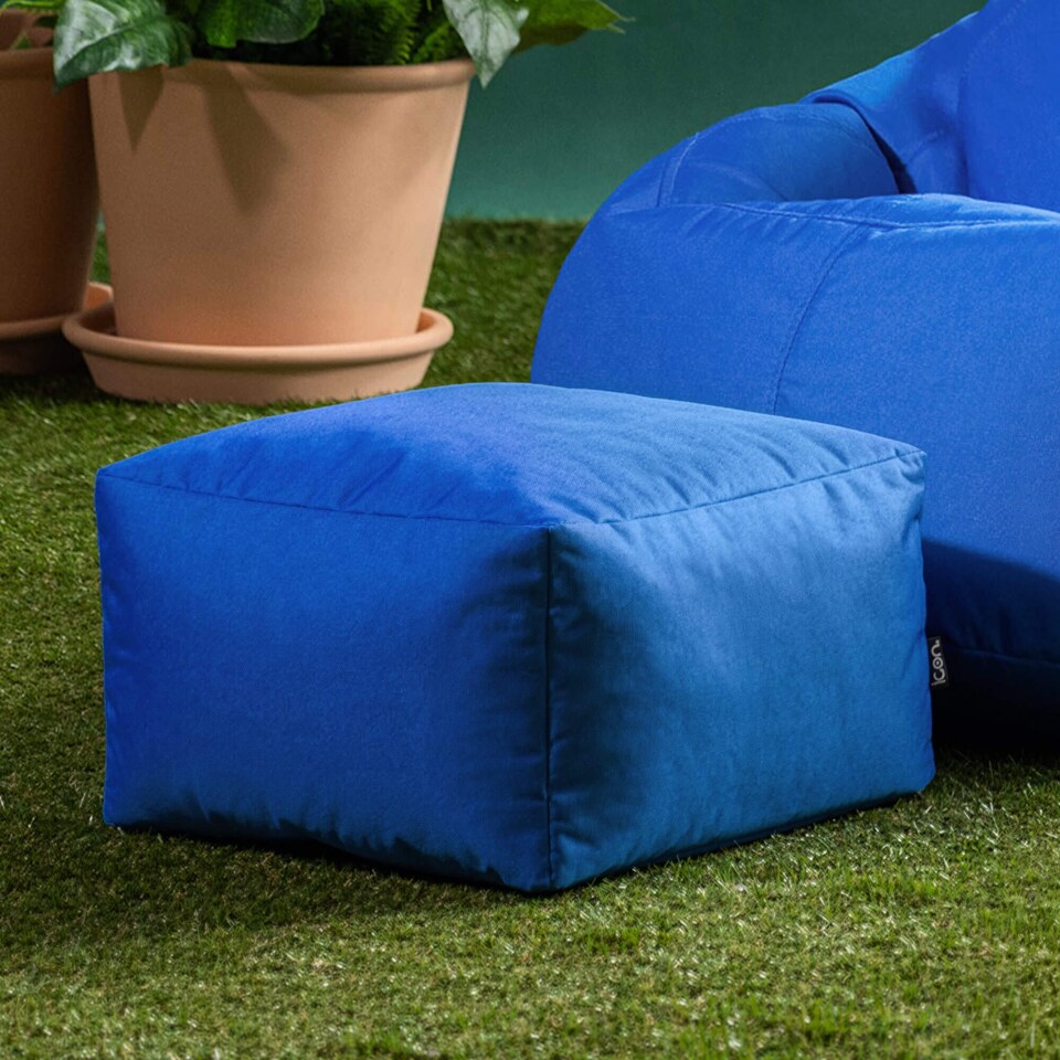 image 1 of icon Kingston Adult Classic Indoor Outdoor Bean Bag & Square Footstool Pouffe Blue