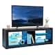 image 1 of COSTWAY TV Stand LED Light for 65 Inch Modern Media Console Table Shelves