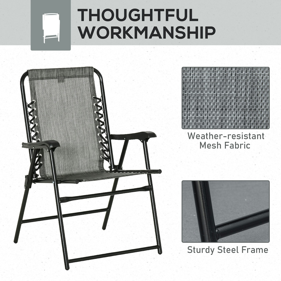 image 1 of Outsunny 2Pcs Outdoor Patio Folding Chairs, Portable Garden Loungers Grey