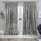 image 1 of OHS Luxury Blackout Pencil Pleat Crushed Velvet Curtains, 90x90" - Silver