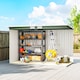 image 9 of Outsunny 9ft x 4ft Metal Garden Shed, Outdoor Tool House with Foundation Kit, Ventilations and Double Doors, Light Green