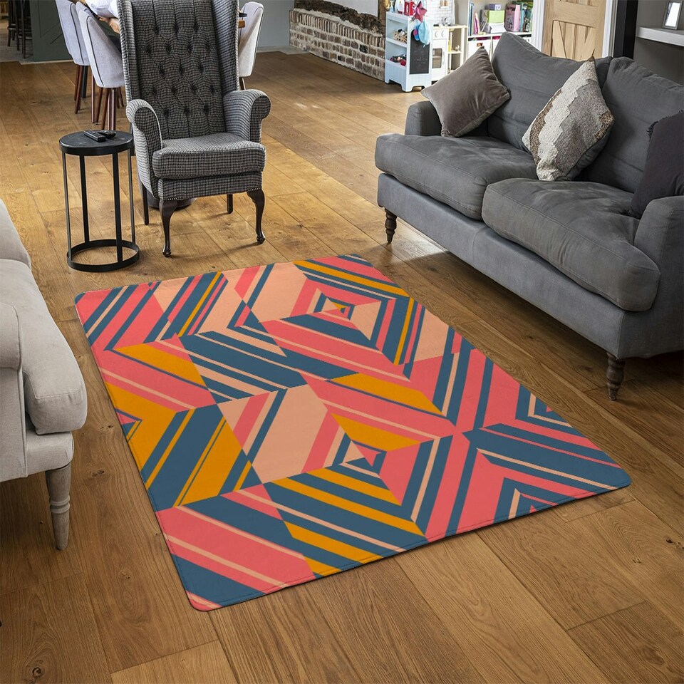 image 1 of Striped bright geometric pattern (Rug) Multi | XL: 160x230cm