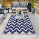 image 2 of Marco Paul Blue Zigzag Outdoor Rug Blue
