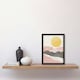 image 2 of Soft Pastel Pink Mountain Range Sun Boho Home Decor Black Framed Wall Art Print A4