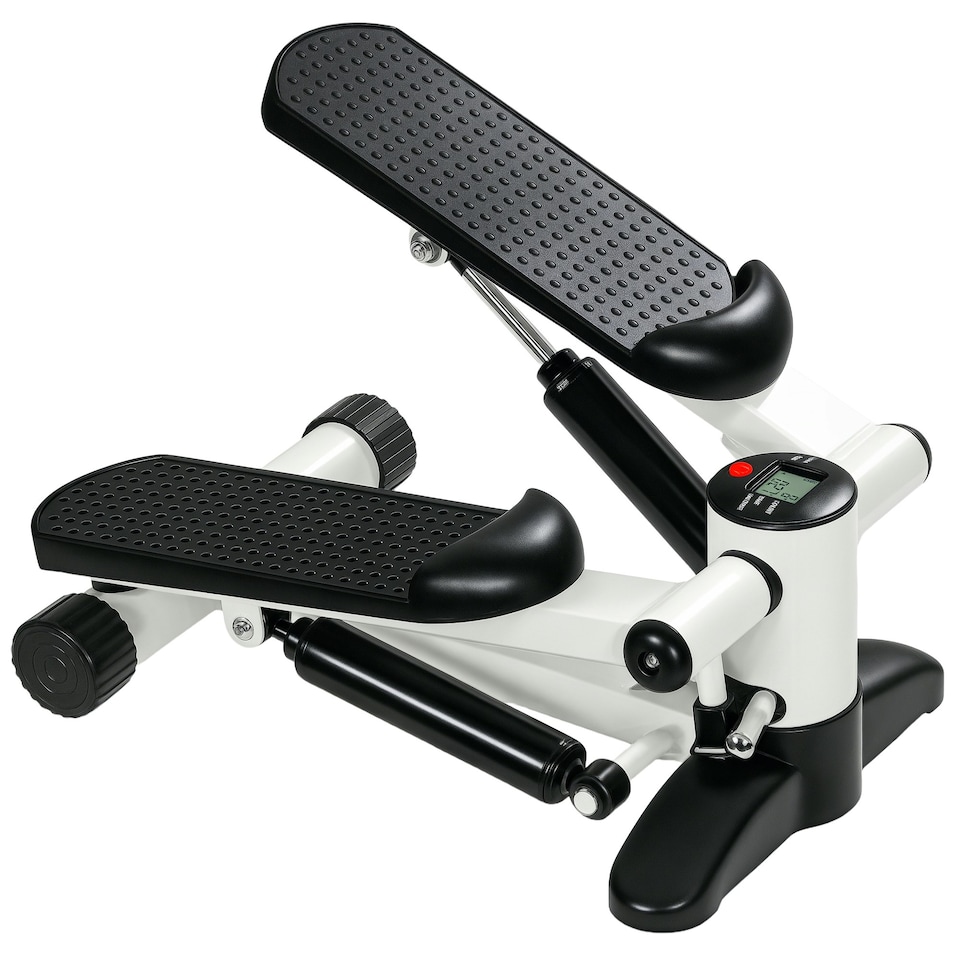 image 1 of SPORTNOW Mini Stepper Machine with LCD Monitor, Non-Slip Pedals, White
