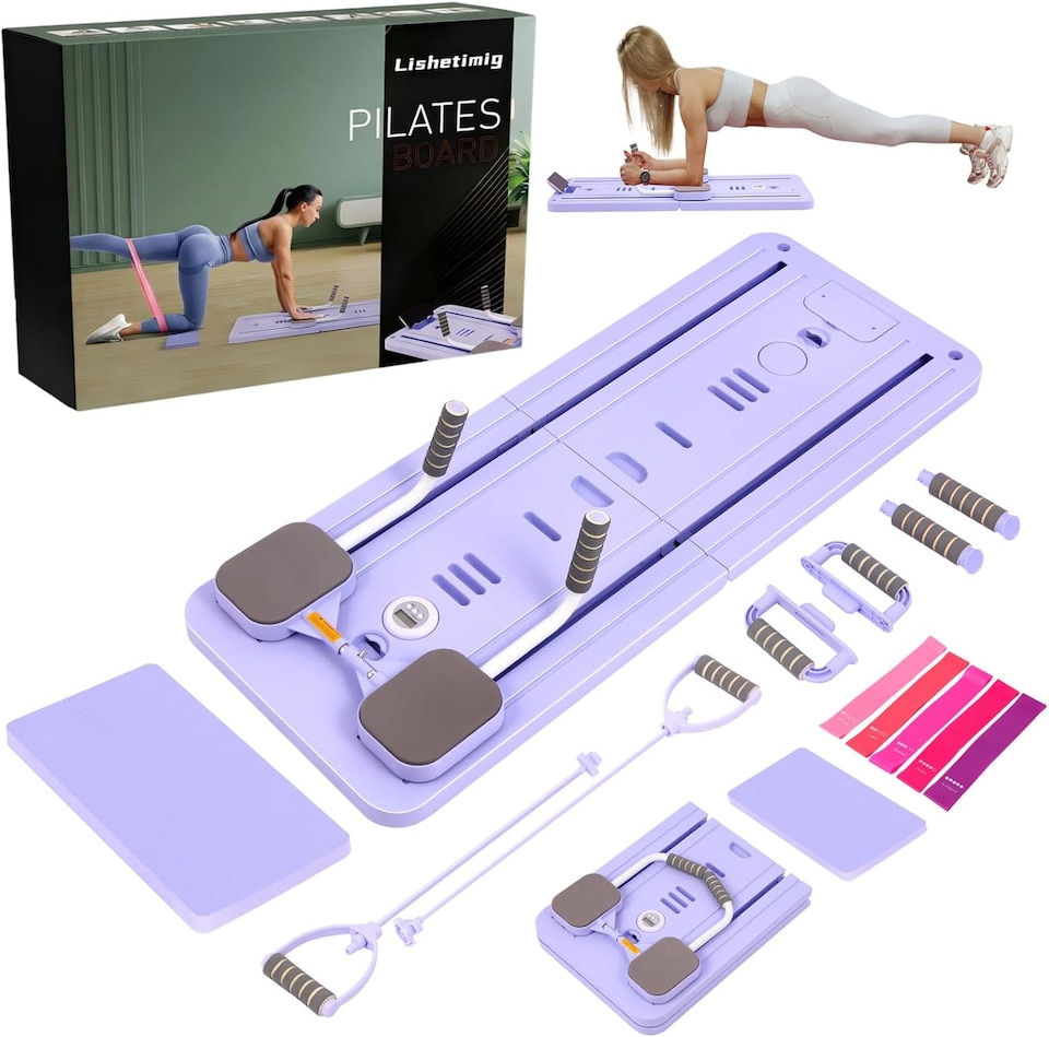 image 1 of Upgraded Foldable Pilates Machine with Resistance Bands