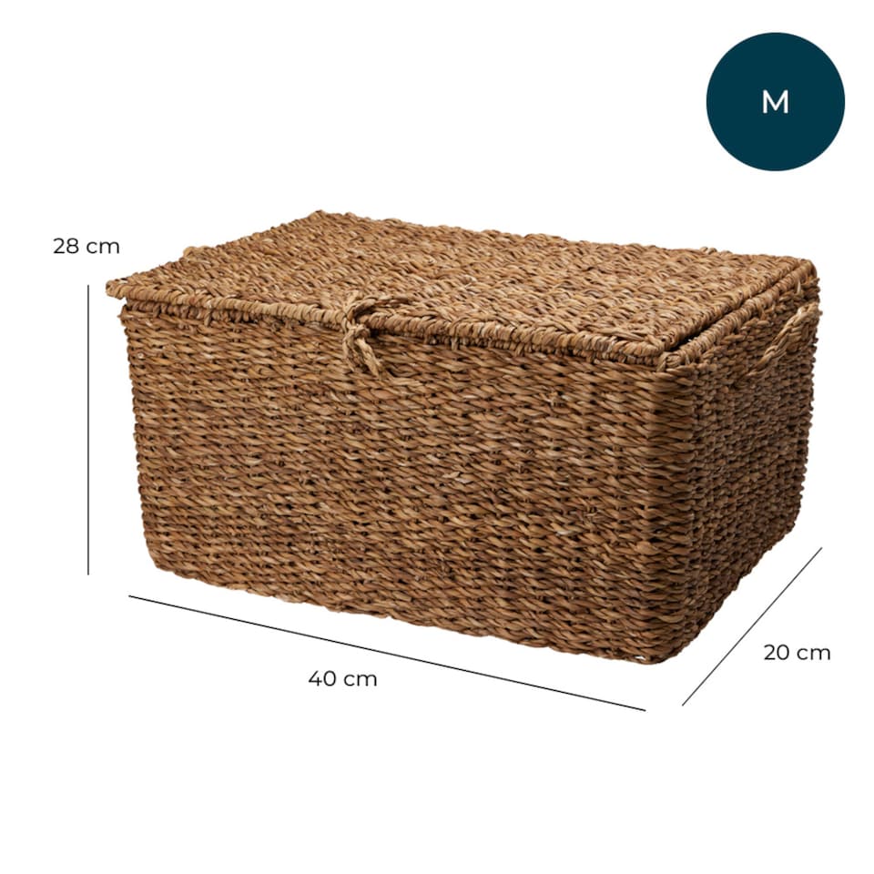 image 1 of JSH Rectangular Storage Baskets Set of 3 in Natural Woven Seagrass Wicker Home Organiser Box for Kids Toys Blankets Towels Playroom Nursery Bedroom