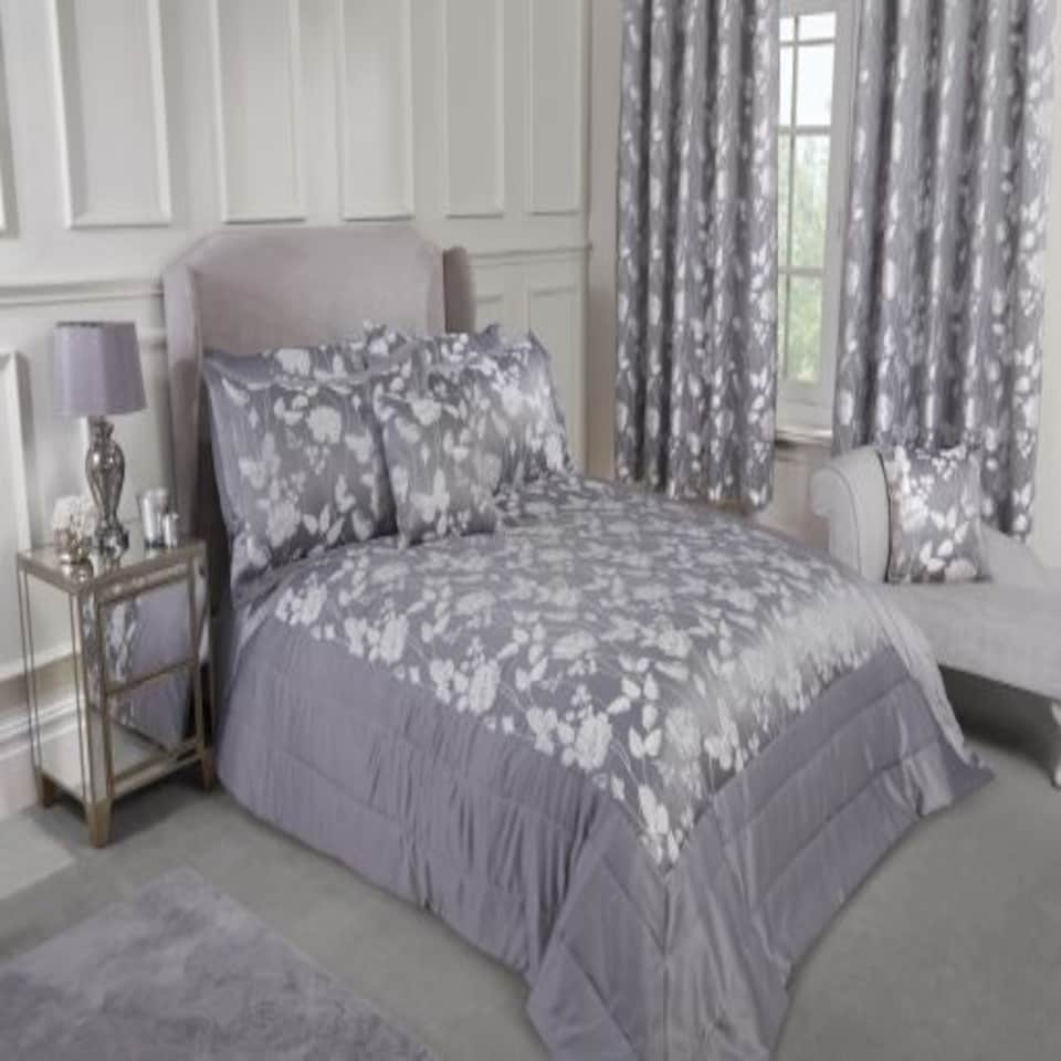 image 1 of Meadows Bedspread Silver Grey | Grey