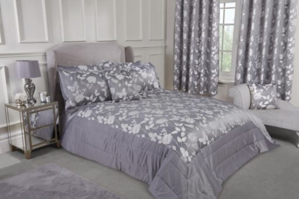 image 1 of Meadows Bedspread Silver | Grey | Grey