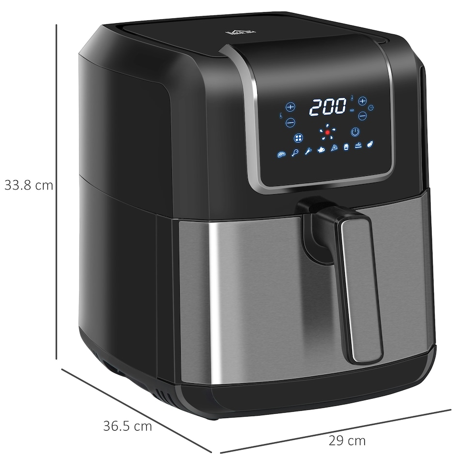 image 1 of HOMCOM Air Fryer 1700W 6.5L with Digital Display Timer, Black and Grey