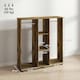image 7 of HOMCOM Mobile Double Open Wardrobe w/ Clothes Hanging Rail, Rustic Brown 