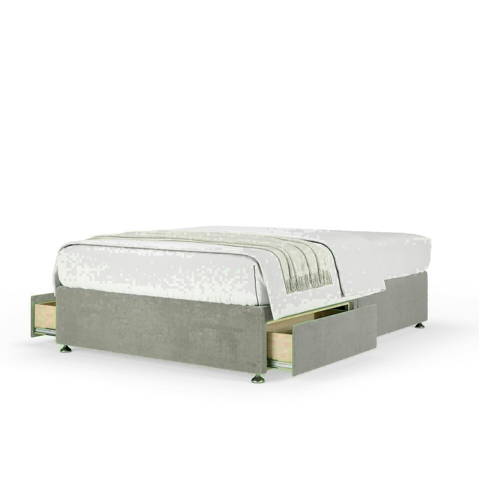 Seal Grey Naples Velvet 2 Drawer Divan Base Small Double